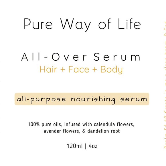 All Over Serum For Hair, Face & Body Oil 4oz 100% Pure Way Of Life Skincare - Picture 3 of 5